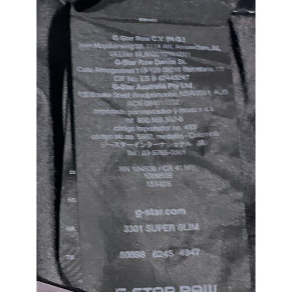 G-STAR RAW 3301 SLIM MEN'S JEANS BLACK W30 L32 STRETCH BUTTON'S DENIM - Picture 14 of 16